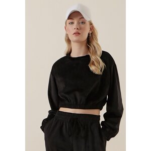 Bigdart 55392 Velvet Crop Top - Black