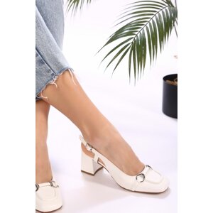 Shoeberry Women's Perotena White Skin Heels Shoes
