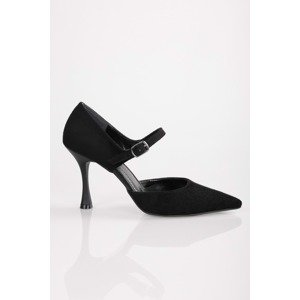 Shoeberry Women's Mathis Black Suede Stiletto Heel Shoes