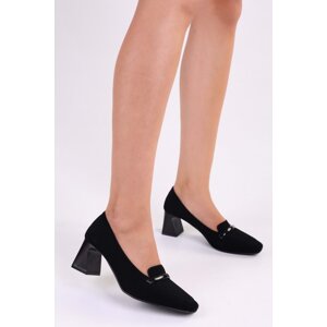 Shoeberry Women's Wolfe Black Suede Casual Heel Shoes