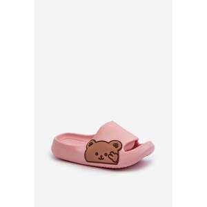 Lehké pěnové pantofle s medvídkem, růžový reliéf
