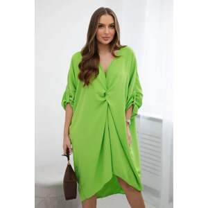 Oversize šaty s ozdobným výstřihem, světle zelené