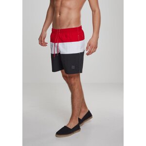 Color Block Swimshorts blk/firered/wht