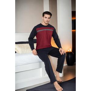 J2452 Dewberry Mens Long Sleeve Pjyama Set-BORDEAUX