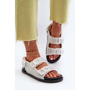 Dámské zdobené džínové sandály bílé Irmale