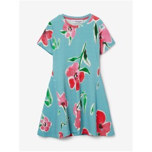 Růžovo-tyrkysové holčičí květované šaty Desigual Belisa - Holky