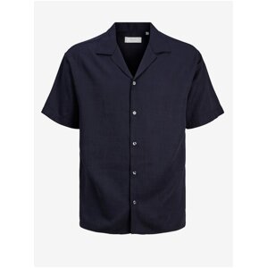 Tmavě modrá pánská košile s krátkým rukávem Jack & Jones Aaron - Pánské