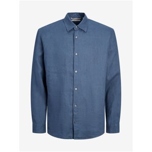 Modrá pánská lněná košile Jack & Jones Lawrence - Pánské