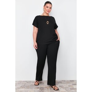 Trendyol Curve Black T-shirt-Pants Knitted Two Piece Set