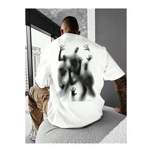 Know Men's White Horror Ghost Printed Oversize T-Shirt