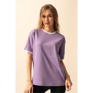 Know Women's Lilac Combed Cotton Interlock Oversize T-Shirt