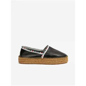 Černé dámské kožené espadrilky Love Moschino