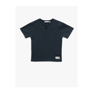 Koton Basic Short Sleeve T-Shirt Textured with Label Detail