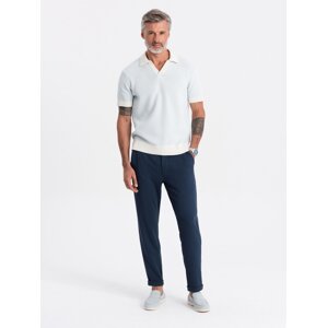 Pánské pletené kalhoty Ombre s elastickým pasem - námořnická modrá