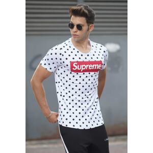 Madmext White Spotted Men's T-Shirt 2640