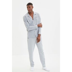 Pánské šedé pravidelné střihové horní bib detailní pletené pyžamo set od Trendyol.