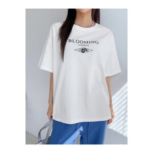Know Blooming Vitality Printed White Oversized T-Shirt