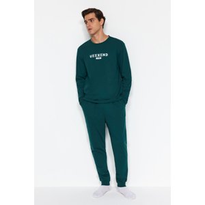 Trendyol Zelená Sada Tisknutých Pletených Pyžam Regular Fit