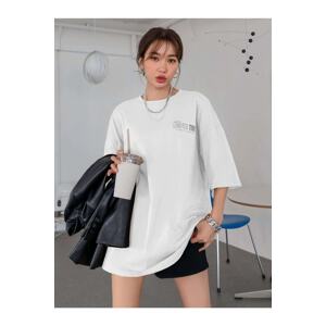 Know Women's White Oversize Limited Time Printed T-Shirt