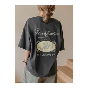 Know Women's Smoked Fructification Print Oversized T-shirt.