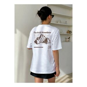Know Women's White Arid Mountain Printed Oversized T-shirt.