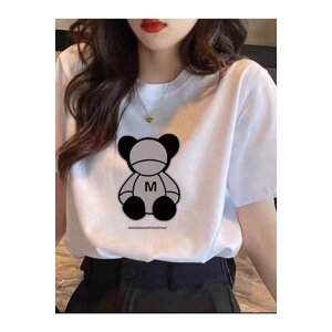 Know Women's White Wanwan Panda Print Oversized T-shirt