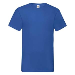 Modré pánské tričko Valueweight s výstřihem do V od značky Fruit of the Loom