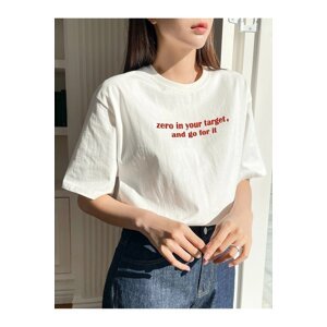 Know Women's White Zero In Your Target Printed Oversized T-Shirt