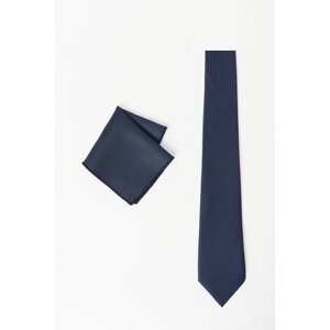 ALTINYILDIZ CLASSICS Men's Navy Blue Patterned Tie-handkerchief Set