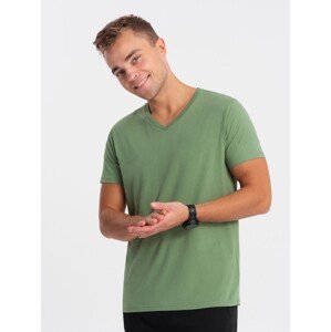 Pánské klasické bavlněné tričko Ombre BASIC s kulatým výstřihem - zelené