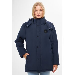 Dámský námořnicky modrý maskovací kabát a parka River Club s kapucí, nepromokavý a větruodolný, zimní.