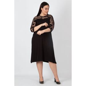 Šaty pro ženy značky Şans, velká velikost, černé s krajkovými detaily