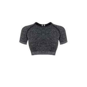 Trendyol Anthracite Crop Seamless/Seamless Crew Neck Knitted Sports Top/Blouse