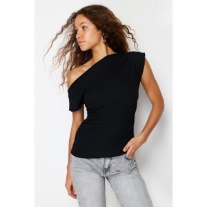 Trendyol Black Boat Neck Fitted Woven Blouse