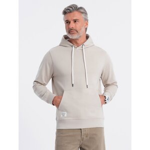 Ombre Men's kangaroo hooded sweatshirt - light beige