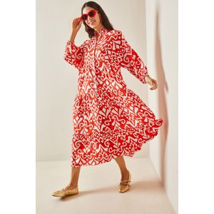 XHAN Red Ethnic Patterned Maxi Dress