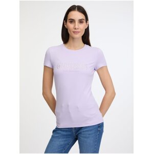 Světle fialové dámské tričko Guess Sangallo - Dámské