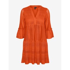 Oranžové dámské krajkové šaty VERO MODA Honey
