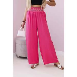 Kalhoty se širokým elastickým pasem růžové barvy