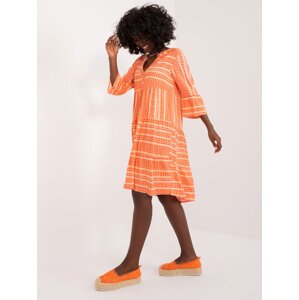 Oranžové boho šaty s potisky SUBLEVEL