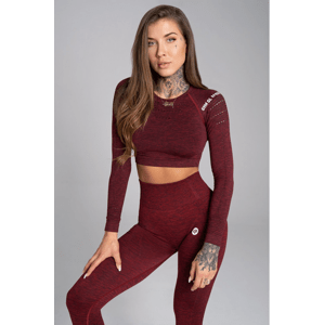 Gym Glamour Crop-Top bezešvý Bordo Melange, XS, bordo