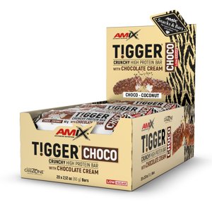 AMIX TIGGER Zero Choco Protein Bar, Chocolate-Coconut, 20x60g